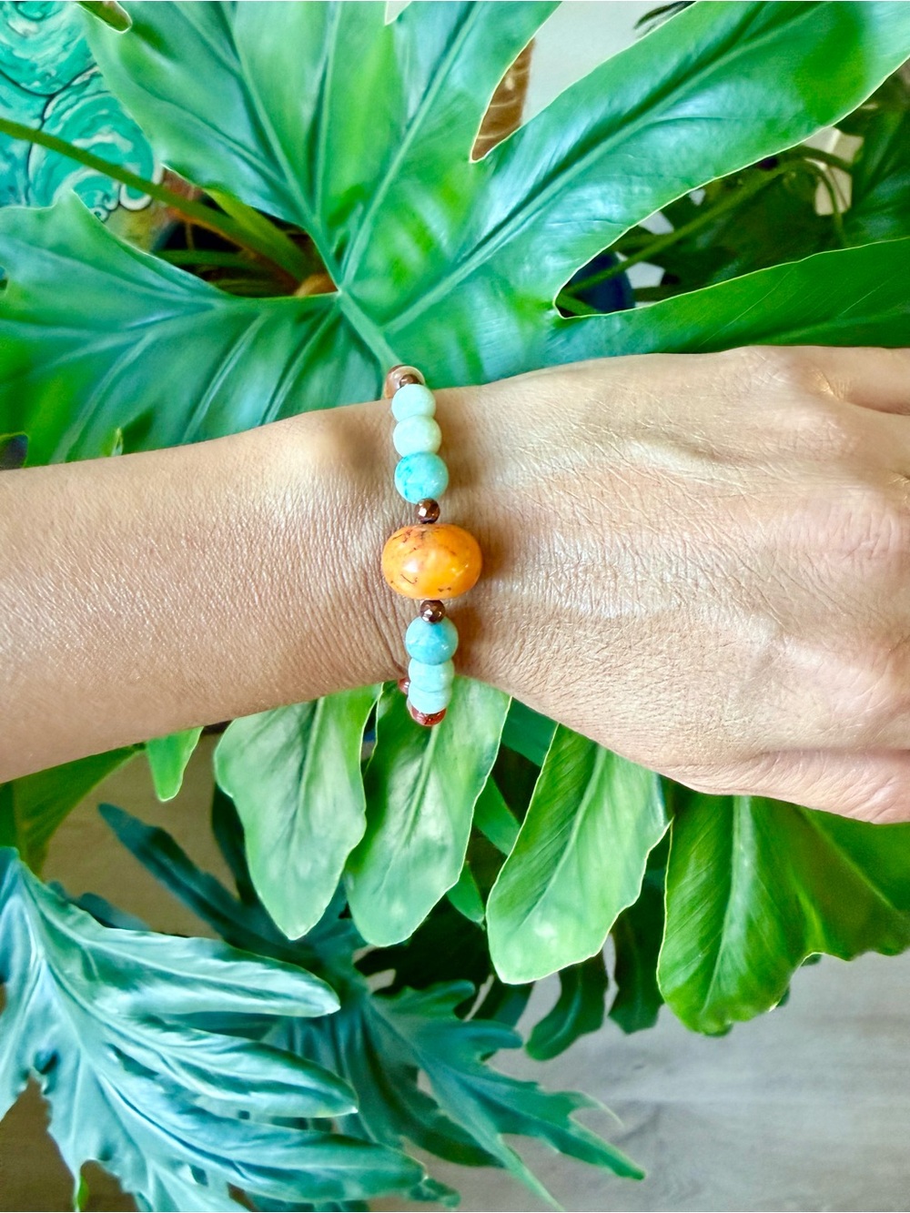 Howlite - Amazonite - Goldstone - Agate bracelet (one)